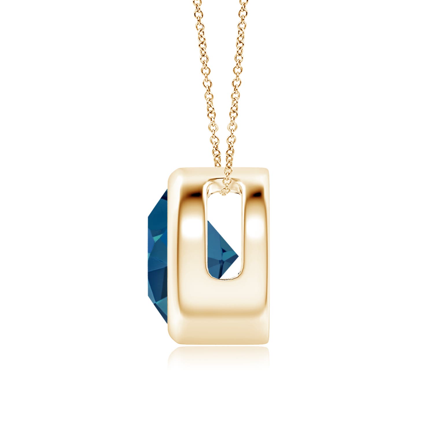 8mm AAA Bezel-Set Round London Blue Topaz Solitaire Pendant in Yellow Gold