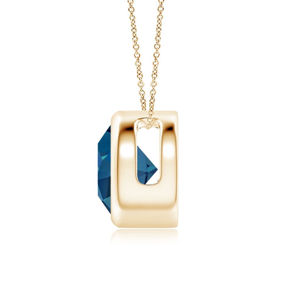 8mm AAA Bezel-Set Round London Blue Topaz Solitaire Pendant in Yellow Gold side 199