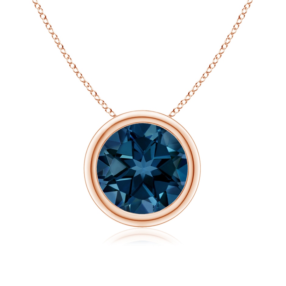 8mm AAAA Bezel-Set Round London Blue Topaz Solitaire Pendant in Rose Gold 