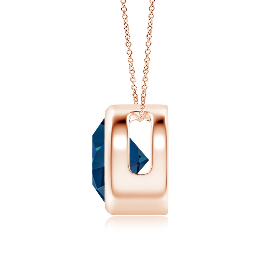 8mm AAAA Bezel-Set Round London Blue Topaz Solitaire Pendant in Rose Gold side 199