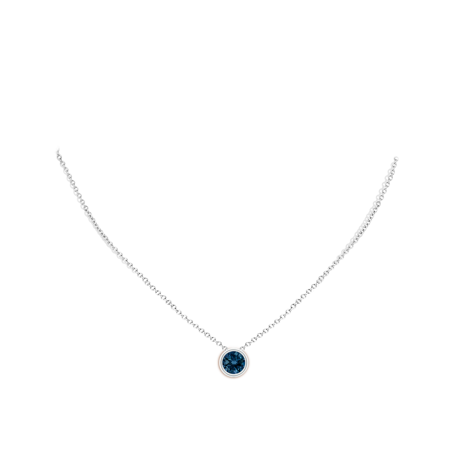 8mm AAAA Bezel-Set Round London Blue Topaz Solitaire Pendant in White Gold pen