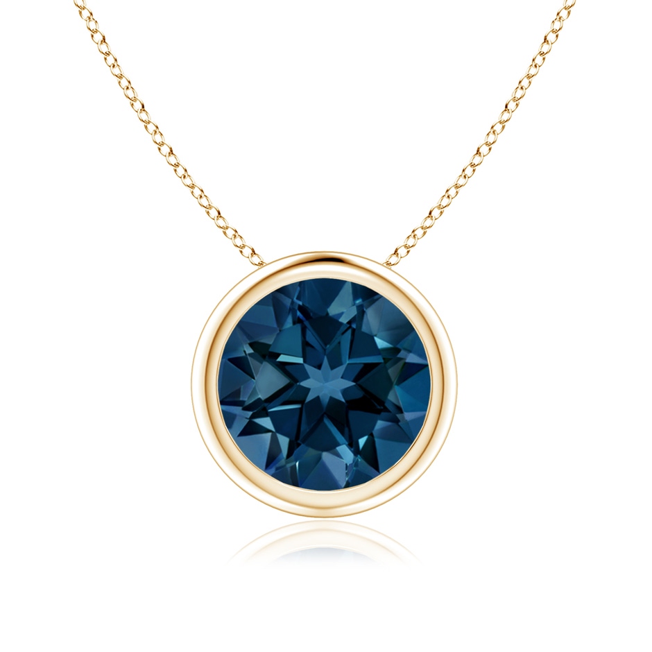 8mm AAAA Bezel-Set Round London Blue Topaz Solitaire Pendant in Yellow Gold 