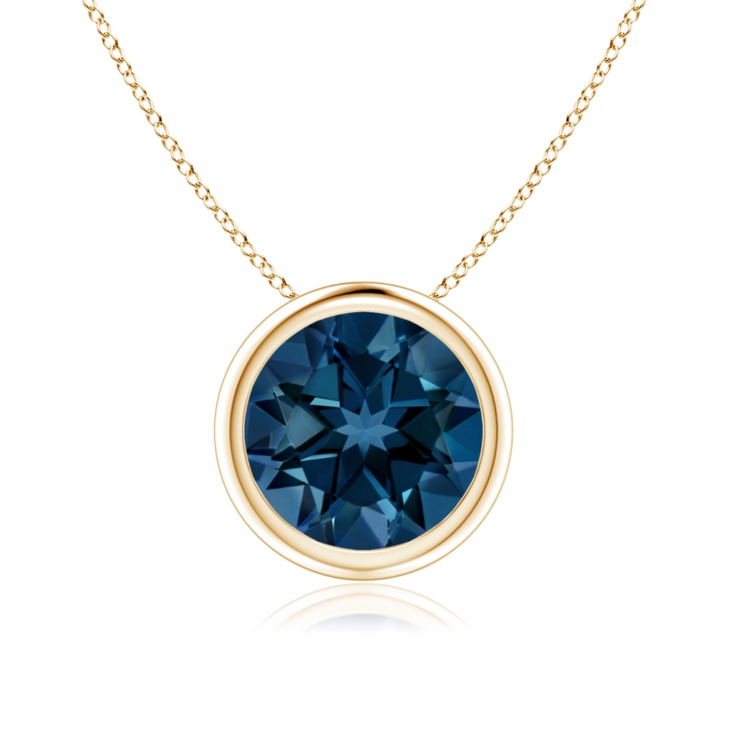8mm AAAA Bezel-Set Round London Blue Topaz Solitaire Pendant in Yellow Gold