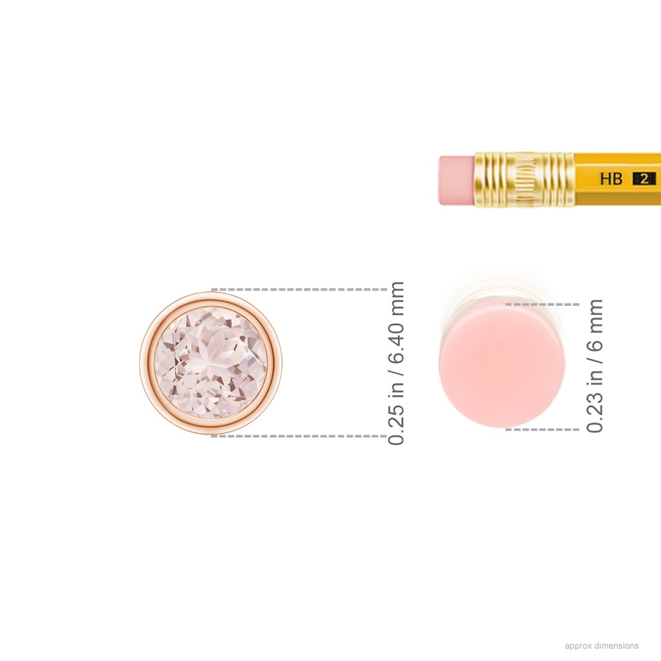 5mm A Bezel-Set Round Morganite Solitaire Pendant in 10K Rose Gold ruler