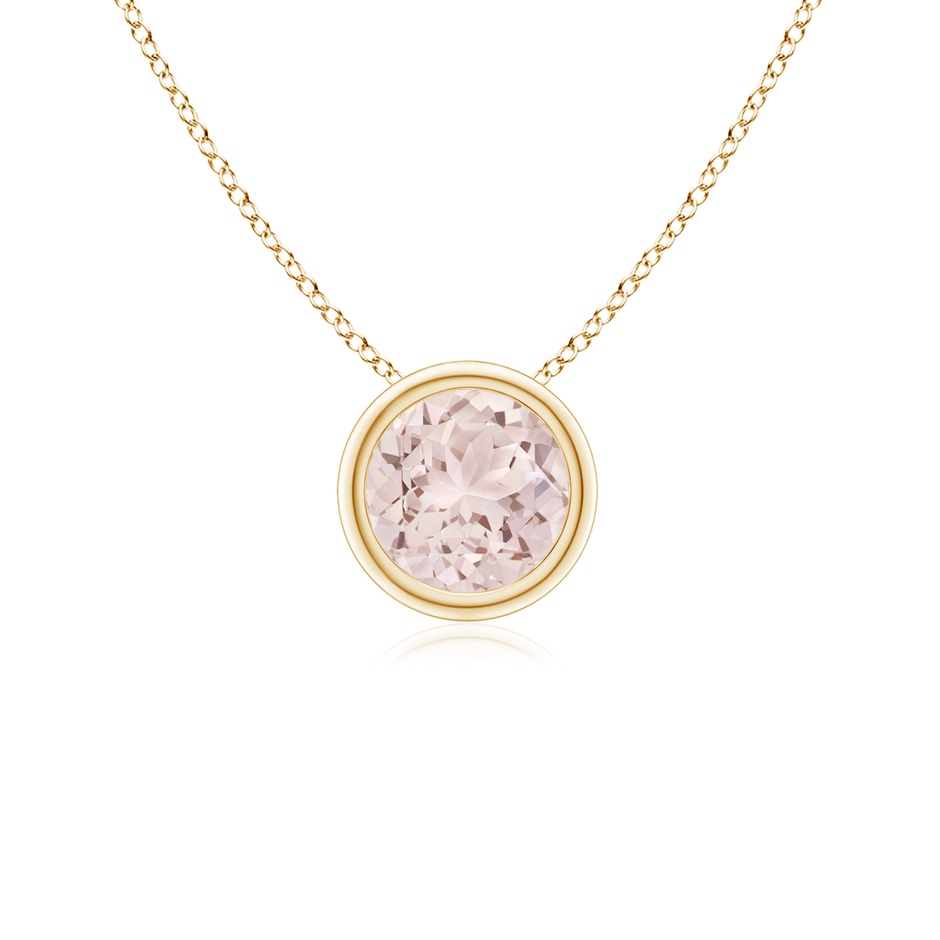 5mm A Bezel-Set Round Morganite Solitaire Pendant in Yellow Gold 