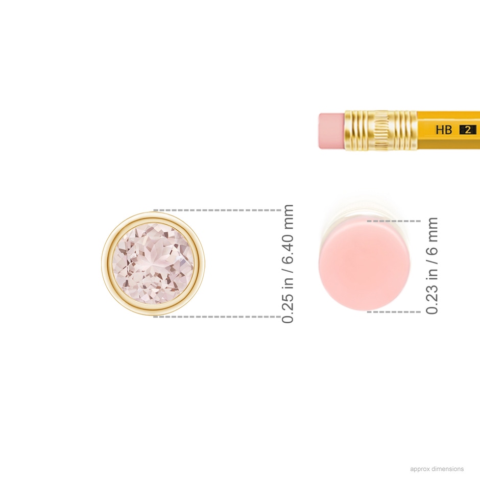 5mm A Bezel-Set Round Morganite Solitaire Pendant in Yellow Gold ruler