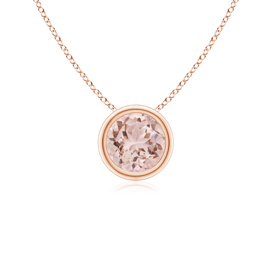 5mm AAA Bezel-Set Round Morganite Solitaire Pendant in Rose Gold 