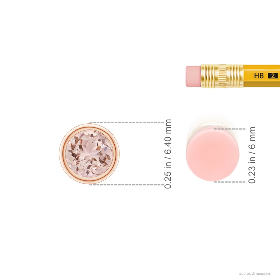 5mm AAA Bezel-Set Round Morganite Solitaire Pendant in Rose Gold ruler