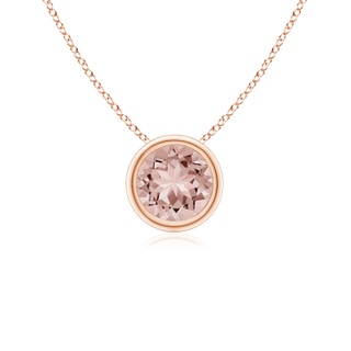 5mm AAAA Bezel-Set Round Morganite Solitaire Pendant in 18K Rose Gold