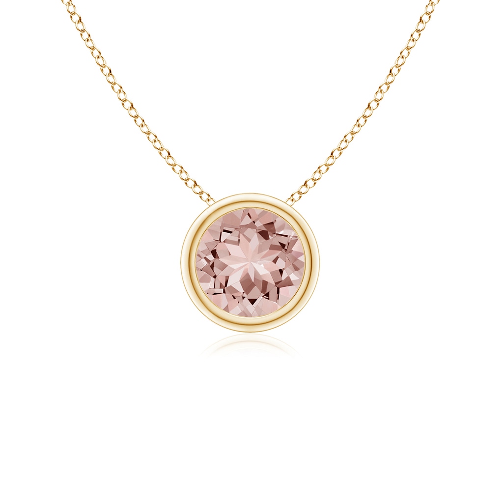 5mm AAAA Bezel-Set Round Morganite Solitaire Pendant in 18K Yellow Gold
