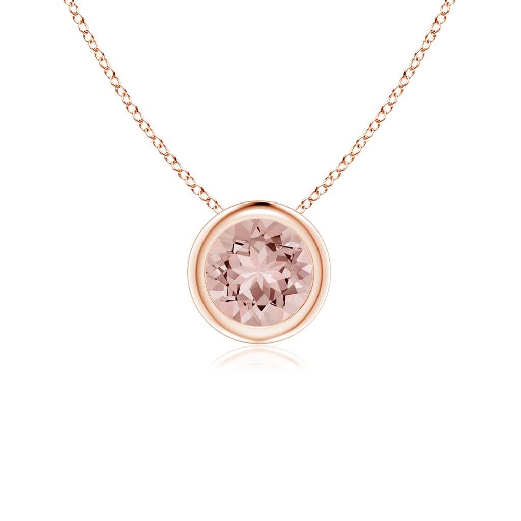 5mm AAAA Bezel-Set Round Morganite Solitaire Pendant in Rose Gold