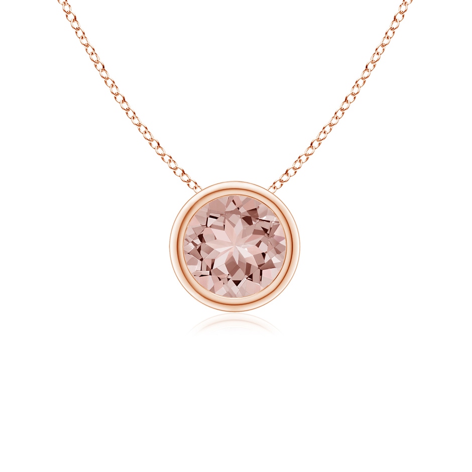 5mm AAAA Bezel-Set Round Morganite Solitaire Pendant in Rose Gold 