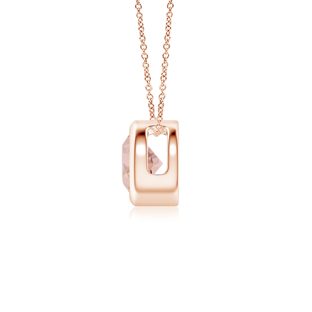 5mm AAAA Bezel-Set Round Morganite Solitaire Pendant in Rose Gold - side 199