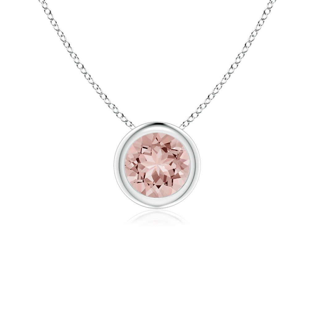 5mm AAAA Bezel-Set Round Morganite Solitaire Pendant in White Gold