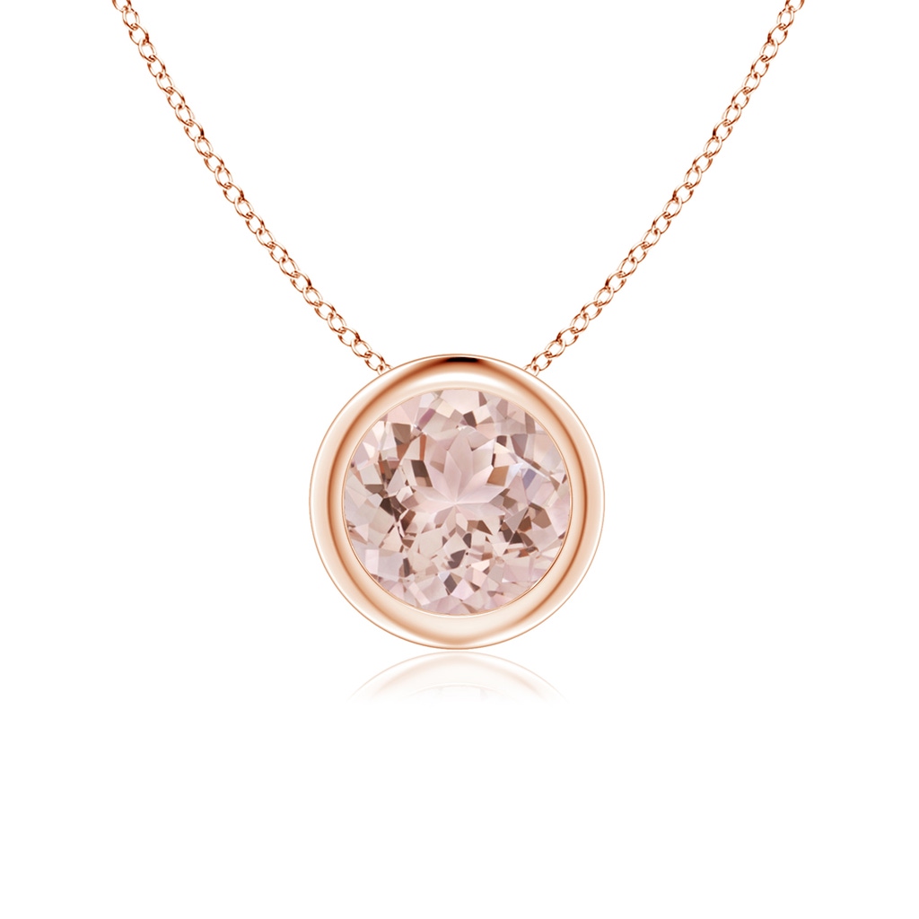 6mm AAA Bezel-Set Round Morganite Solitaire Pendant in Rose Gold