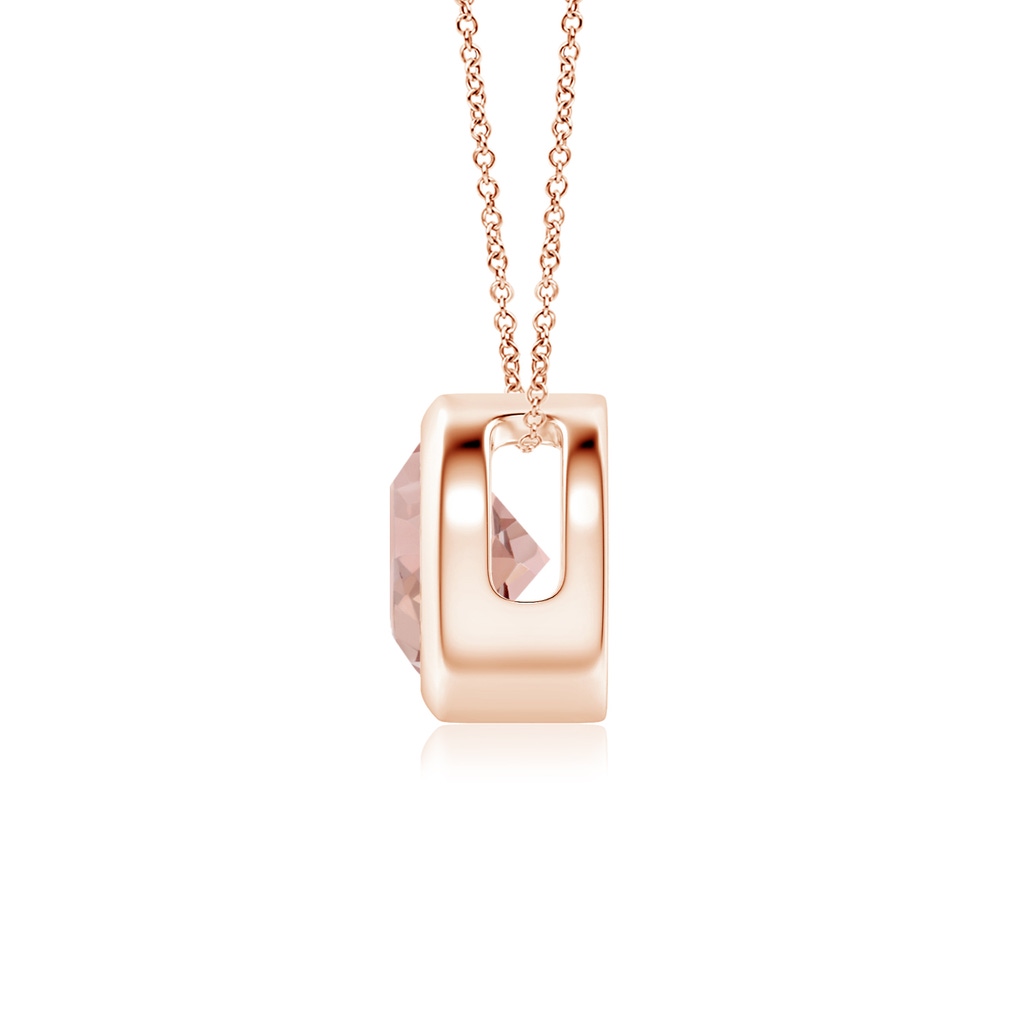 6mm AAA Bezel-Set Round Morganite Solitaire Pendant in Rose Gold - side 199