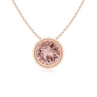 6mm AAAA Bezel-Set Round Morganite Solitaire Pendant in 18K Rose Gold