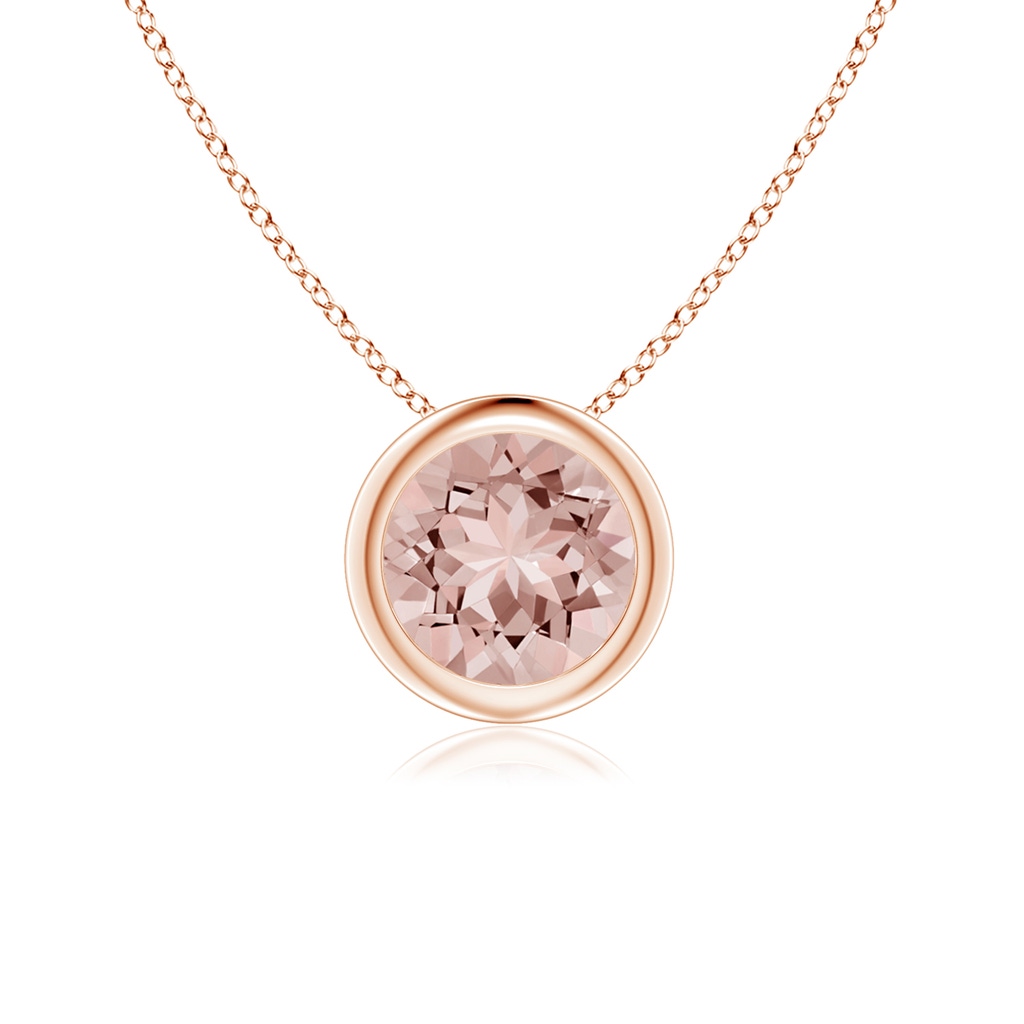 6mm AAAA Bezel-Set Round Morganite Solitaire Pendant in Rose Gold