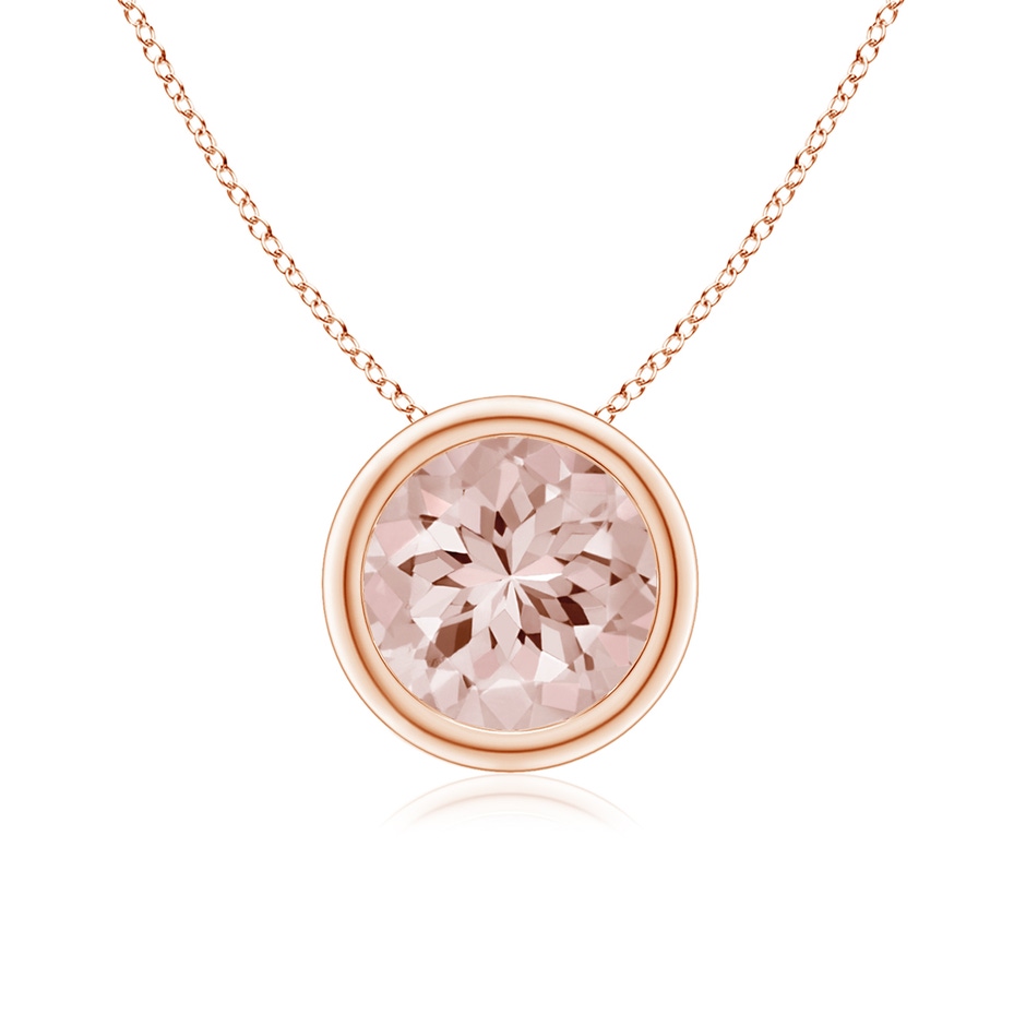 7mm AA Bezel-Set Round Morganite Solitaire Pendant in Rose Gold 