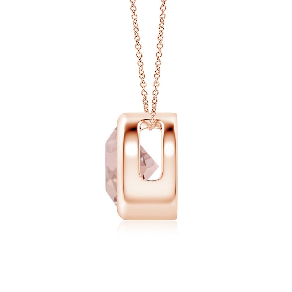 7mm AA Bezel-Set Round Morganite Solitaire Pendant in Rose Gold side 199