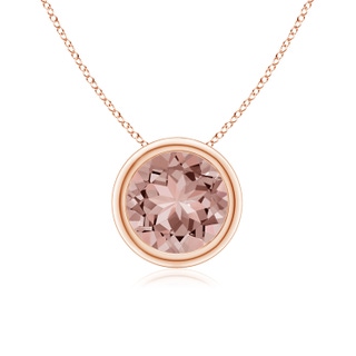 7mm AAAA Bezel-Set Round Morganite Solitaire Pendant in 18K Rose Gold