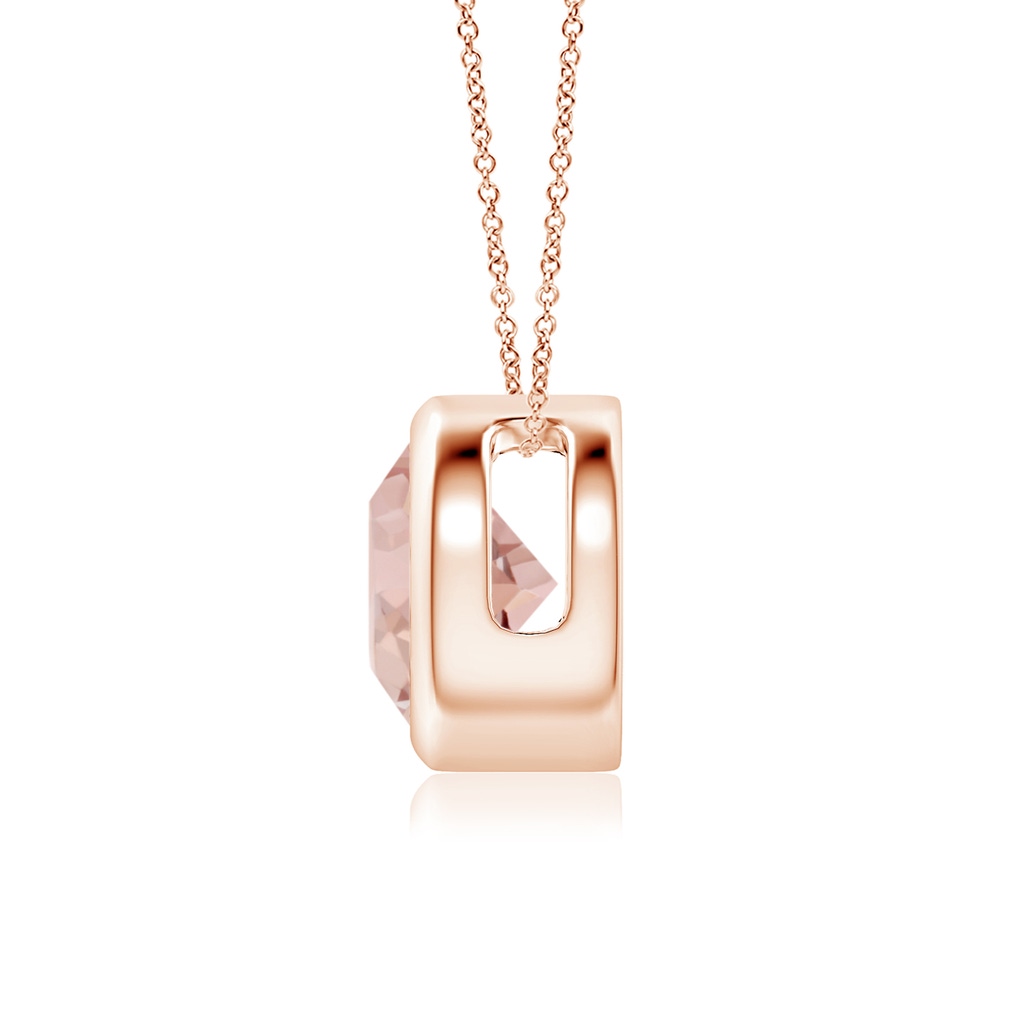 7mm AAAA Bezel-Set Round Morganite Solitaire Pendant in Rose Gold Side 1