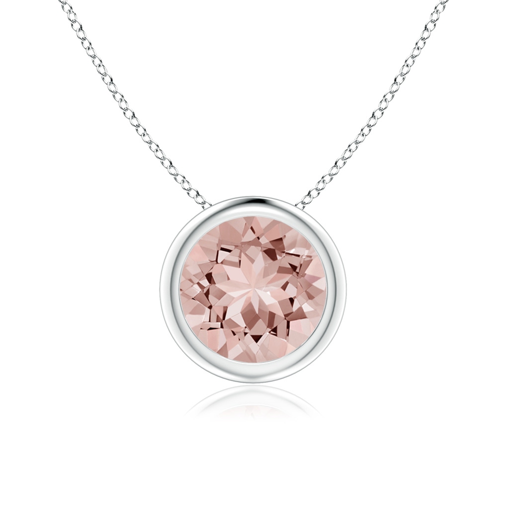 7mm AAAA Bezel-Set Round Morganite Solitaire Pendant in White Gold