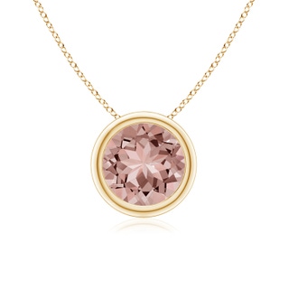 7mm AAAA Bezel-Set Round Morganite Solitaire Pendant in Yellow Gold