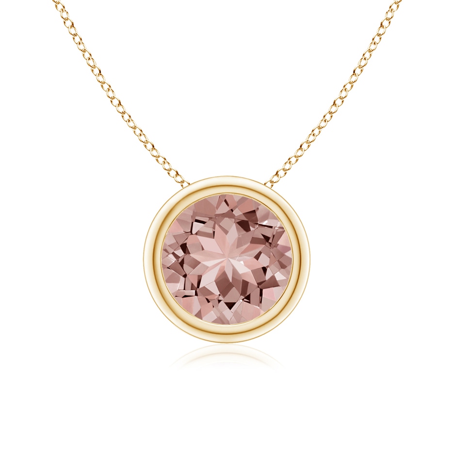 7mm AAAA Bezel-Set Round Morganite Solitaire Pendant in Yellow Gold 