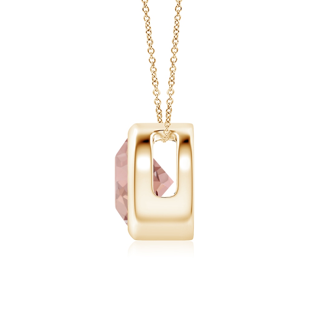 7mm AAAA Bezel-Set Round Morganite Solitaire Pendant in Yellow Gold - side 199