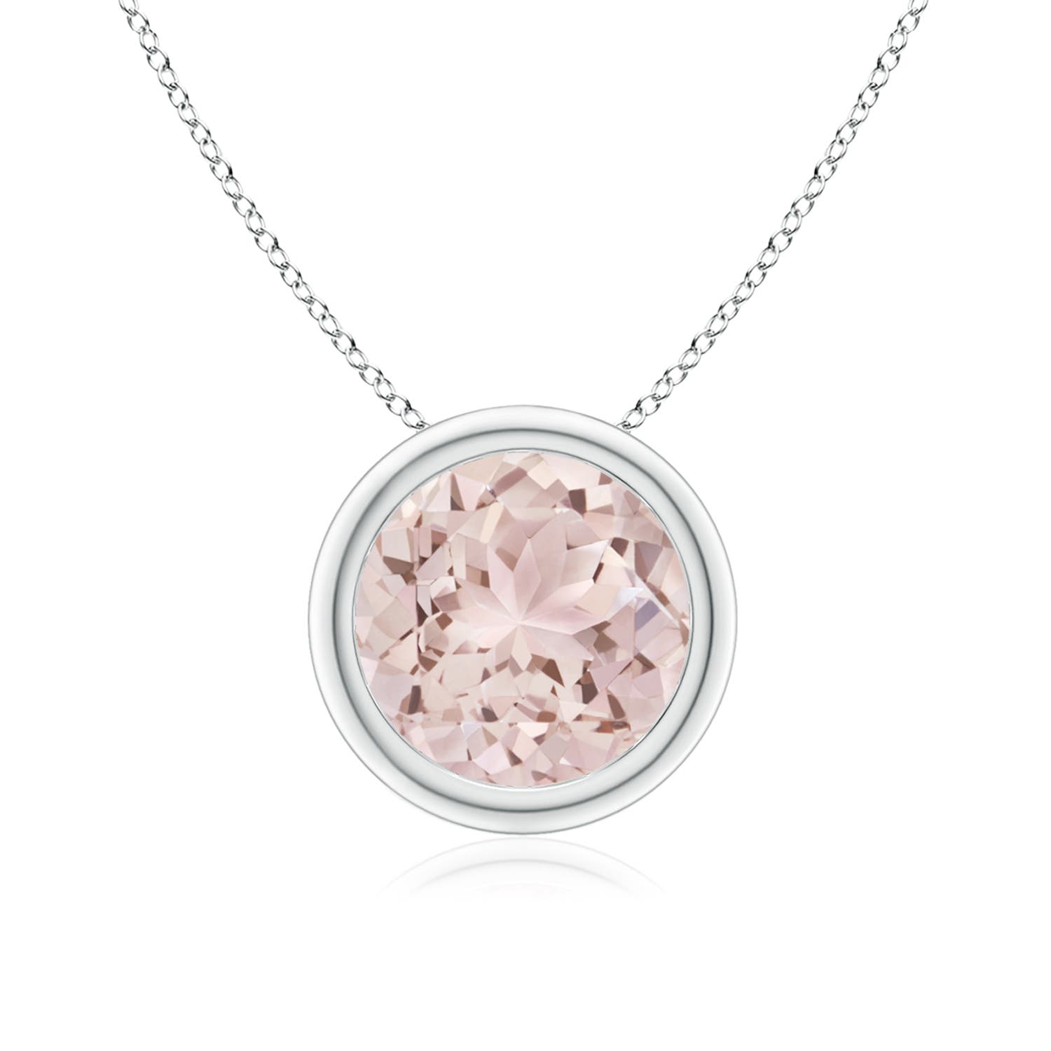 8mm A Bezel-Set Round Morganite Solitaire Pendant in P950 Platinum