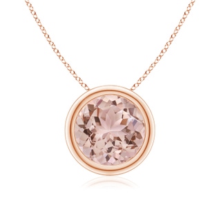 8mm AAA Bezel-Set Round Morganite Solitaire Pendant in 18K Rose Gold