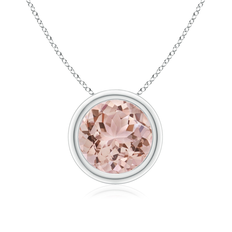 8mm AAA Bezel-Set Round Morganite Solitaire Pendant in White Gold 