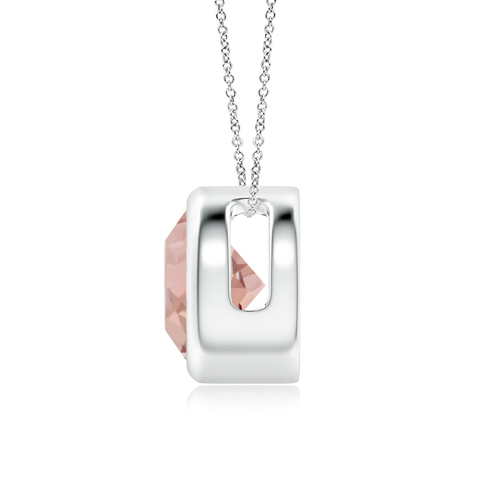 8mm AAA Bezel-Set Round Morganite Solitaire Pendant in White Gold side 199