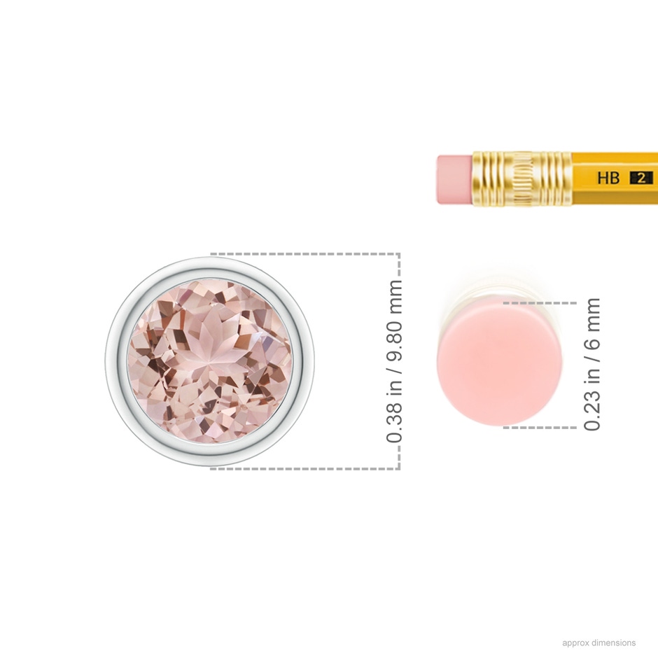8mm AAA Bezel-Set Round Morganite Solitaire Pendant in White Gold ruler