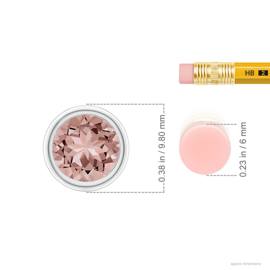8mm AAAA Bezel-Set Round Morganite Solitaire Pendant in P950 Platinum ruler