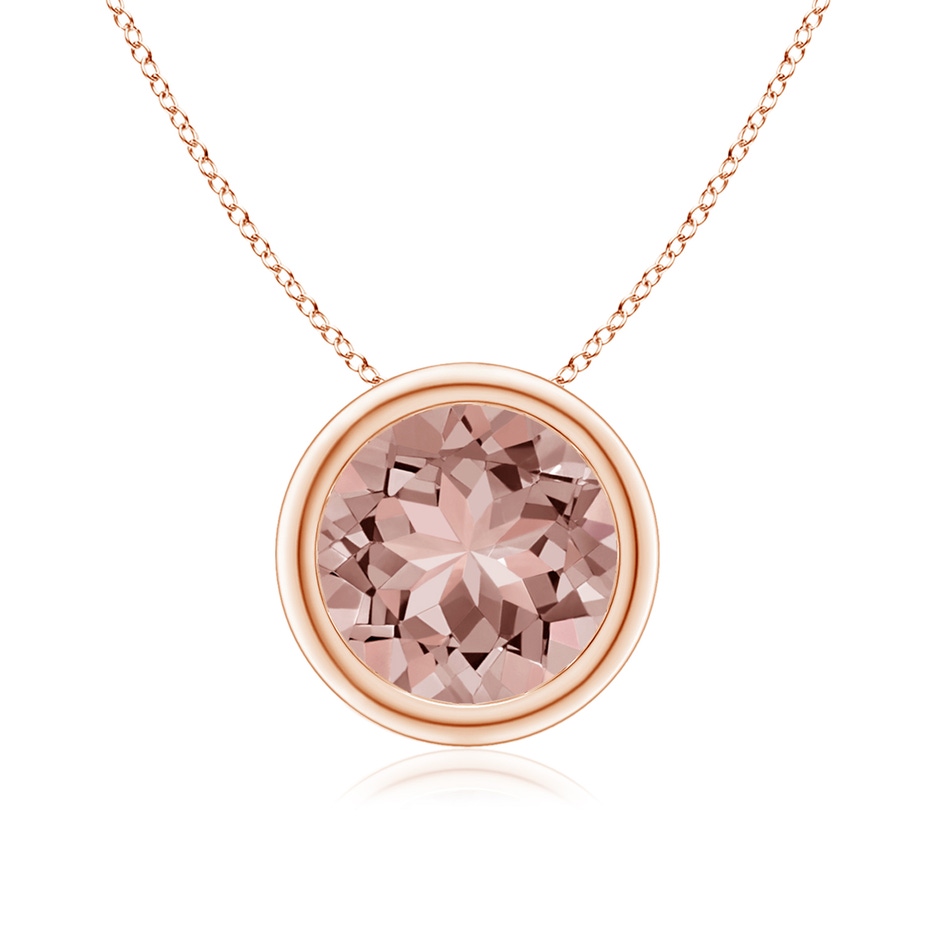 8mm AAAA Bezel-Set Round Morganite Solitaire Pendant in Rose Gold 