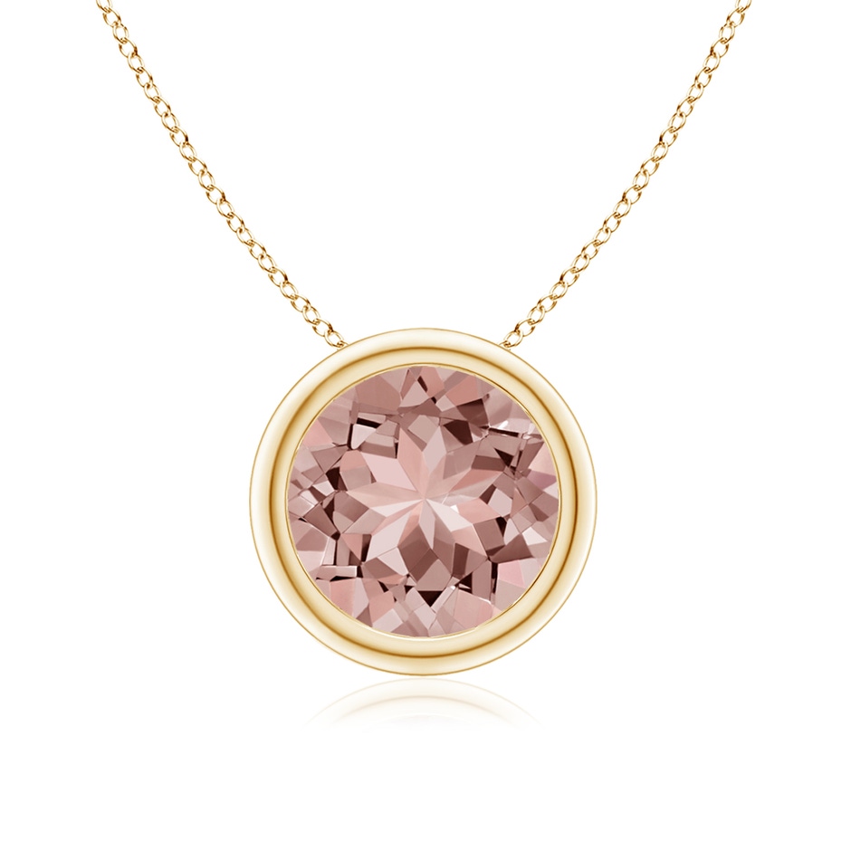 8mm AAAA Bezel-Set Round Morganite Solitaire Pendant in Yellow Gold 