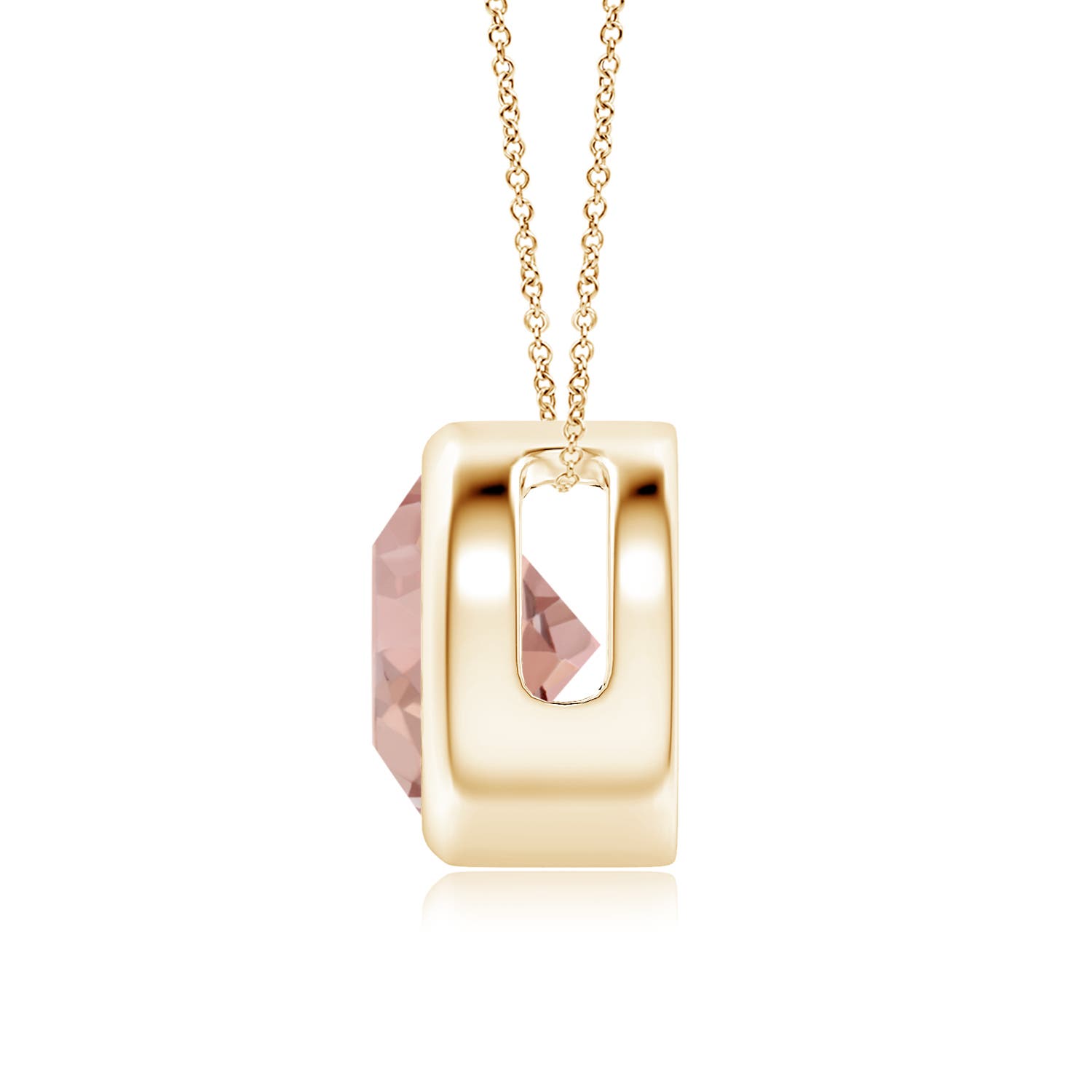 8mm AAAA Bezel-Set Round Morganite Solitaire Pendant in Yellow Gold