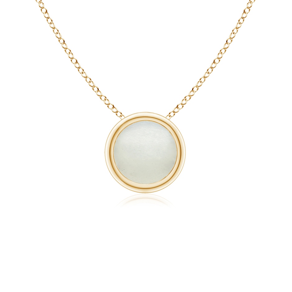 5mm AA Bezel-Set Round Moonstone Solitaire Pendant in Yellow Gold 