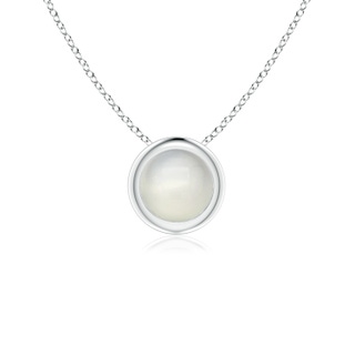 5mm AAA Bezel-Set Round Moonstone Solitaire Pendant in White Gold