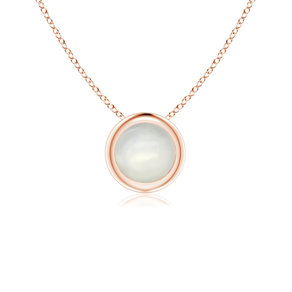 5mm AAAA Bezel-Set Round Moonstone Solitaire Pendant in Rose Gold