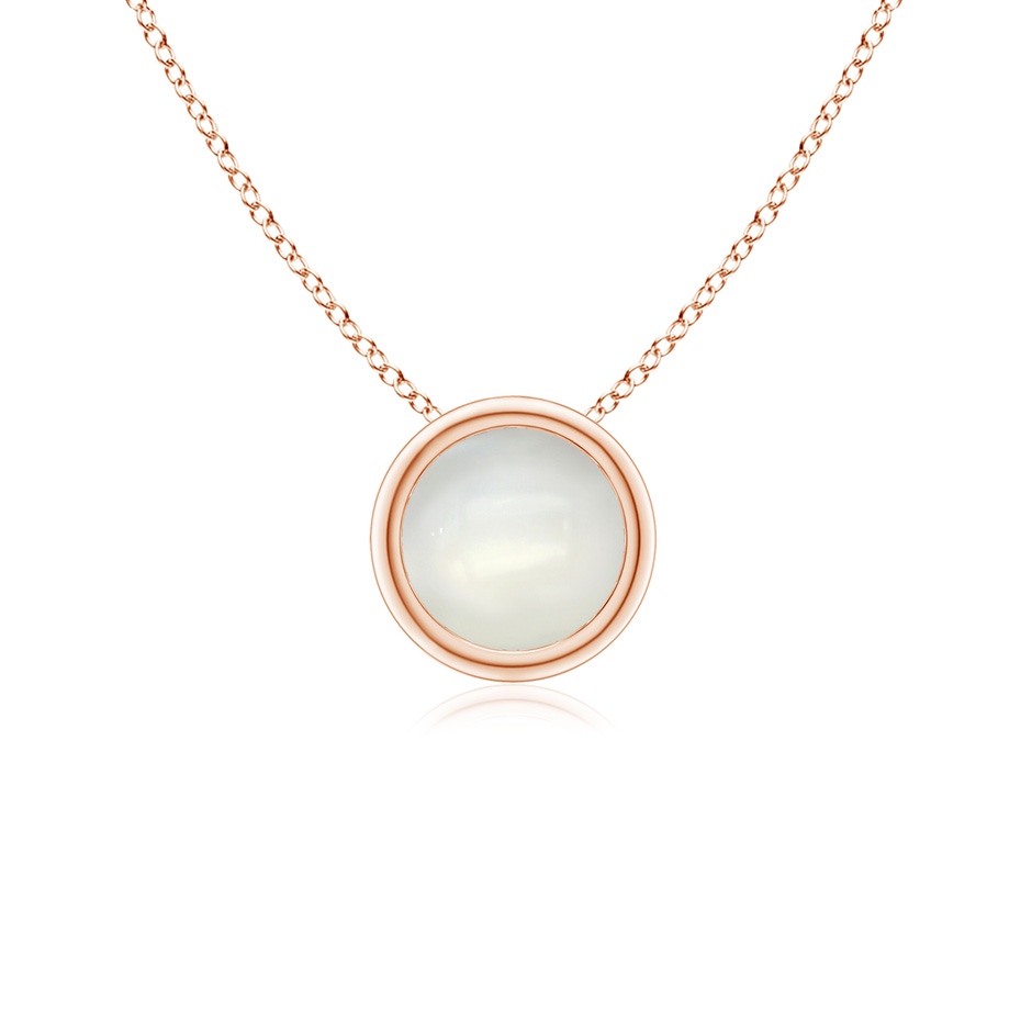 5mm AAAA Bezel-Set Round Moonstone Solitaire Pendant in Rose Gold 