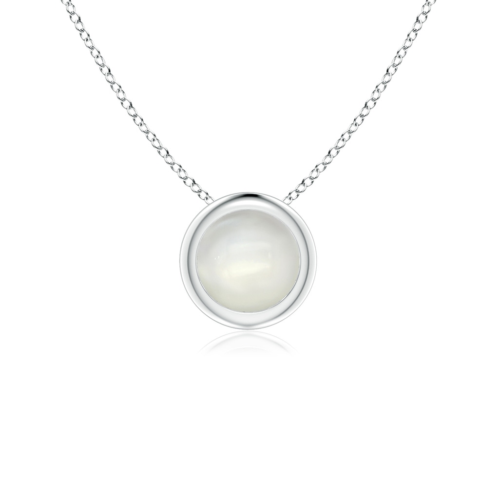 5mm AAAA Bezel-Set Round Moonstone Solitaire Pendant in White Gold