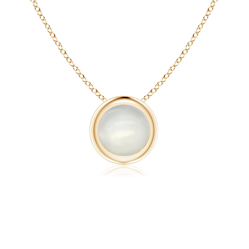 5mm AAAA Bezel-Set Round Moonstone Solitaire Pendant in Yellow Gold