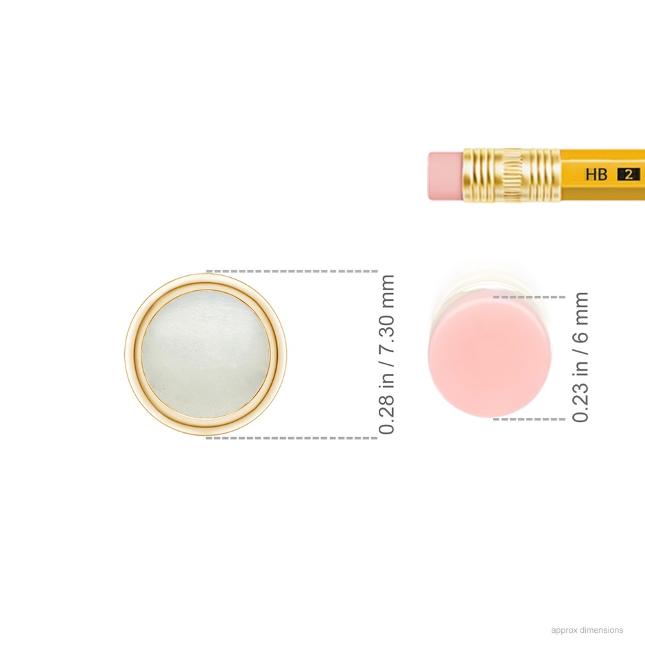 6mm AA Bezel-Set Round Moonstone Solitaire Pendant in Yellow Gold ruler