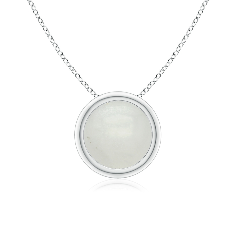 7mm A Bezel-Set Round Moonstone Solitaire Pendant in White Gold 