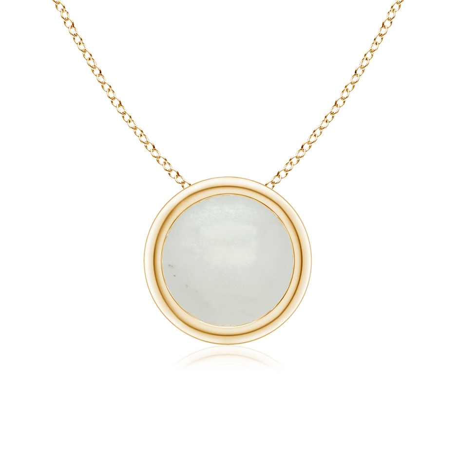 7mm A Bezel-Set Round Moonstone Solitaire Pendant in Yellow Gold 