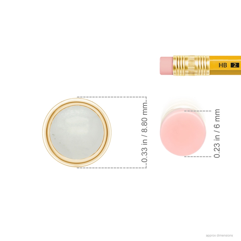 7mm A Bezel-Set Round Moonstone Solitaire Pendant in Yellow Gold ruler