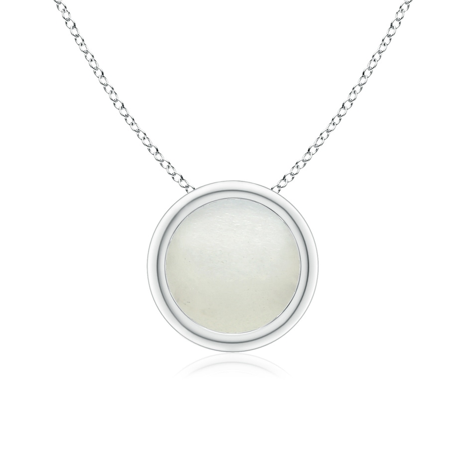 7mm AA Bezel-Set Round Moonstone Solitaire Pendant in S999 Silver 